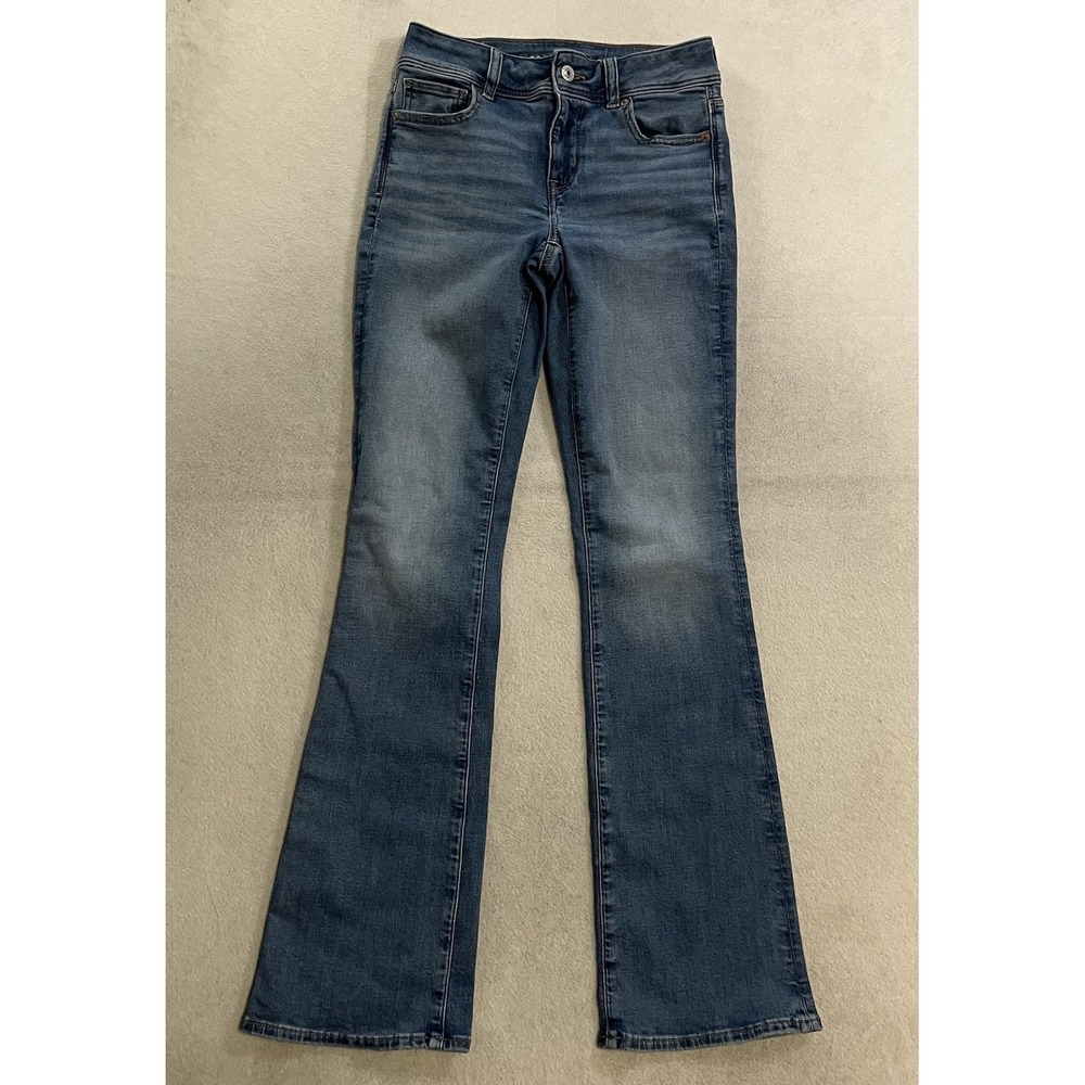 American Eagle Kick Boot Jeans Women's Size 0 Regular Denim Next Level Stretch